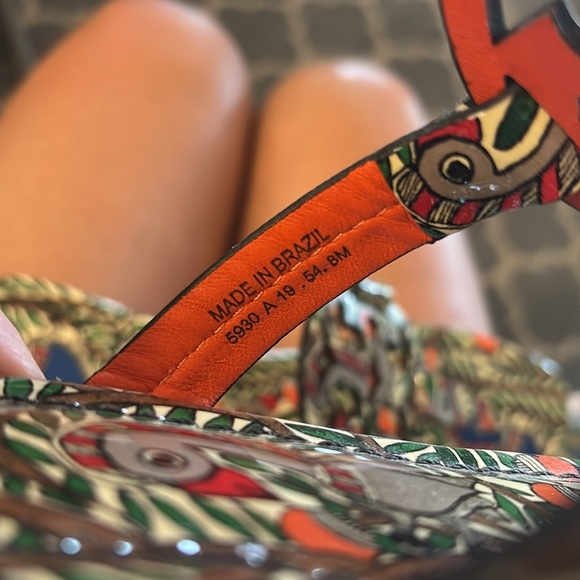 Tory Burch Something Wild Colorful Bird Print Miller Sandals - Picture 2 of 4